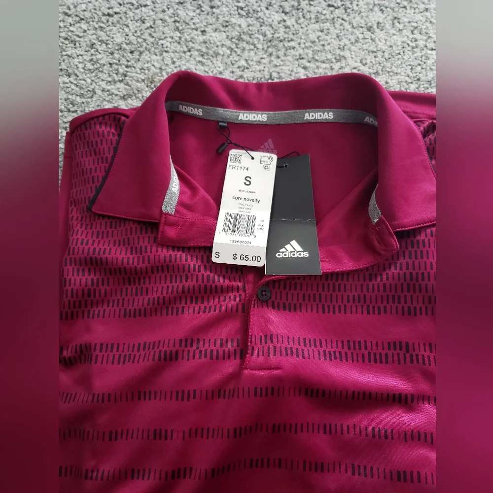 Mens S Adidas polo golf shirt maroon/ magenta NWT